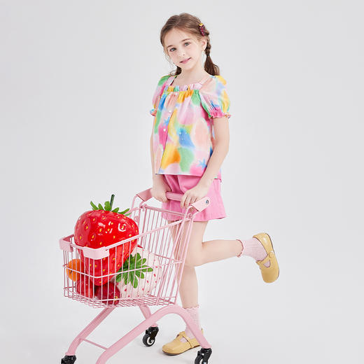 笛莎Deesha 童装女童衬衫2024春季新款短袖衬衫 商品图2