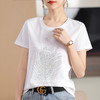 雀说重工烫钻丝光棉白色短袖T恤女夏季新款宽松显瘦圆领半袖T恤上衣AL2403 商品缩略图2