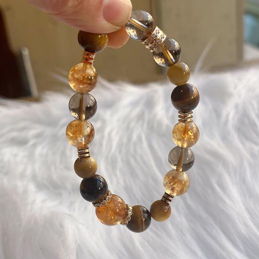 【大金霸】六鑫珠宝 天然黄塔晶虎眼石茶水晶手串 商品图0