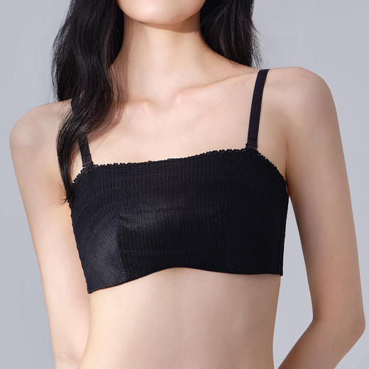 【3F】安莉芳薄款大胸显小内衣兔耳朵抹胸舒适文胸EB01042 黑色BLK 商品图1