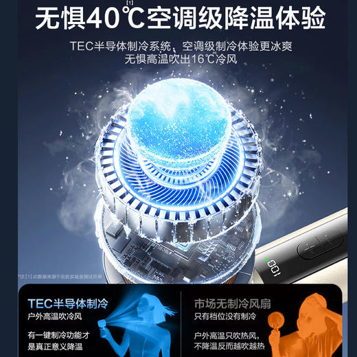 品胜 按键款无极高速制冷手持风扇降温神器办公室学生宿舍户外 超长续航 静音/便携 商品图3