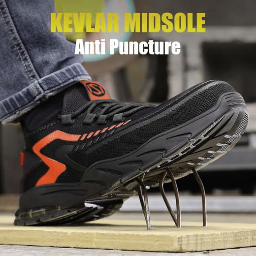 劳保鞋男女同款防砸防刺轻便夏季透气带钢板耐磨工地鞋 商品图6
