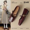 ZHR则则方头酒红浅口单鞋2025新款法式玛丽珍鞋复古一字带平底鞋 商品缩略图0