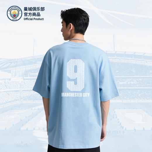 【官方正版】曼城俱乐部 | 天蓝印号T恤清新运动夏季螺纹领口短袖 商品图2