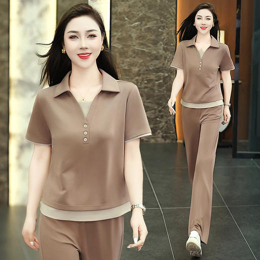 雀说新款套装洋气短袖上衣夏季休闲运动AL23029 商品图1