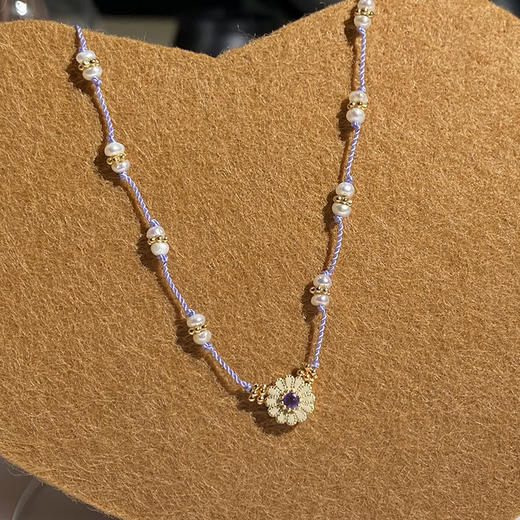 订购8周到｜Tityaravy-MalaSai-花朵 珍珠 紫水晶 珐琅 颈链［法国设计师］ 商品图0