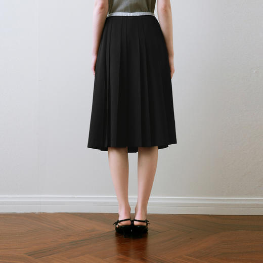 【商场同款】诗凡黎撞色腰绳半身裙2025夏新款百褶A字裙3G4240061 商品图4