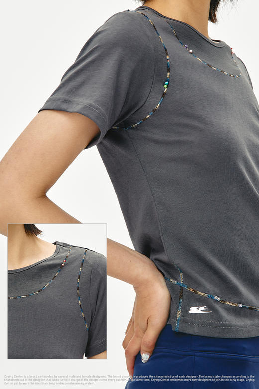 CryingCenter 彩线雪花纱正肩修身短袖tee 哭喊中心 商品图4