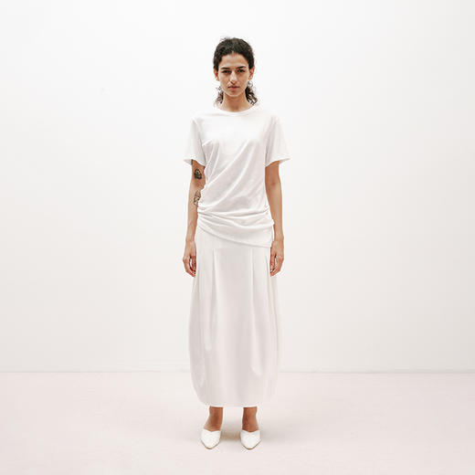 NUTH白色松弛感棉麻堆叠感宽松短袖T恤女 商品图3