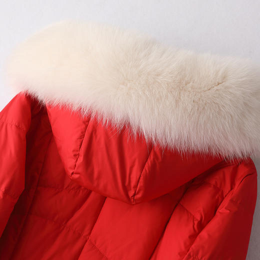 FLD8276613081 飞拉丹顿FeLe·d2019新款女式长款狐狸毛帽领时尚羽绒服外套 商品图3