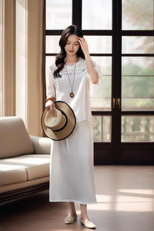 ✨【cosAcosB蕾丝亚麻半袖衬衫】老钱风天hua板！55%亚麻 45%棉，手感舒适柔软，坚韧耐用，天然抑菌，防紫外线 商品图2