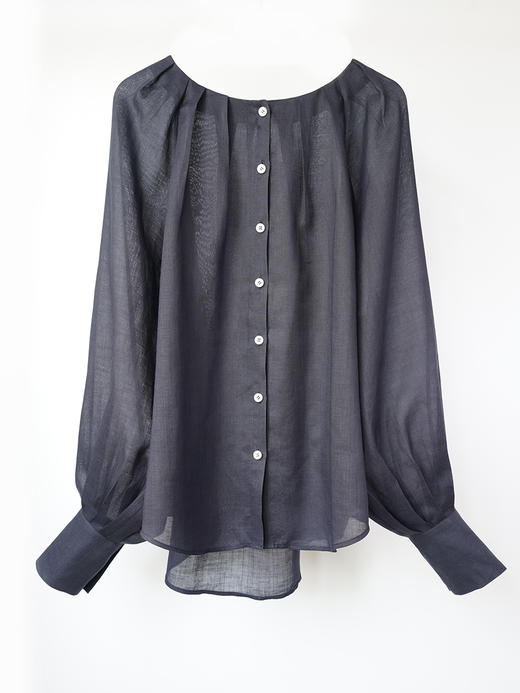 鸢尾花束苎麻叠褶衬衫 商品图4