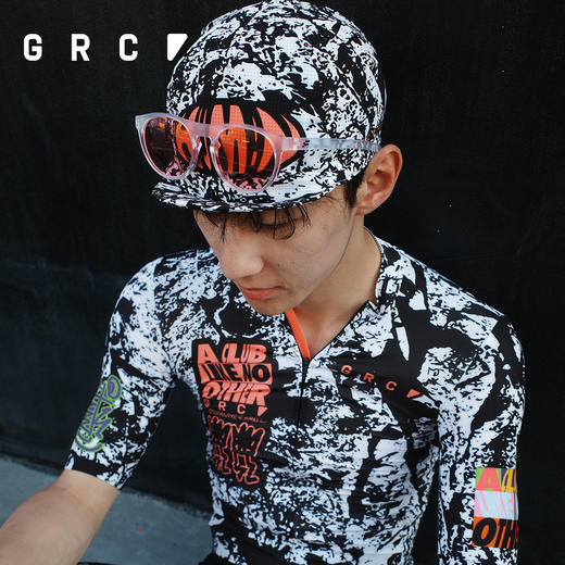 GRC骑行服夏季男女同款KAS联名黑白印花公路车速干透气短袖上衣 商品图3