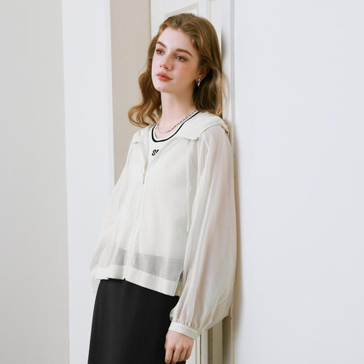 【商场同款】诗凡黎轻盈薄透短外套2025夏新款防晒外搭3G4210381 商品图0