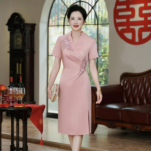 HYX-25-269夏款连衣裙婚宴装结婚气质短袖日常装 商品图0