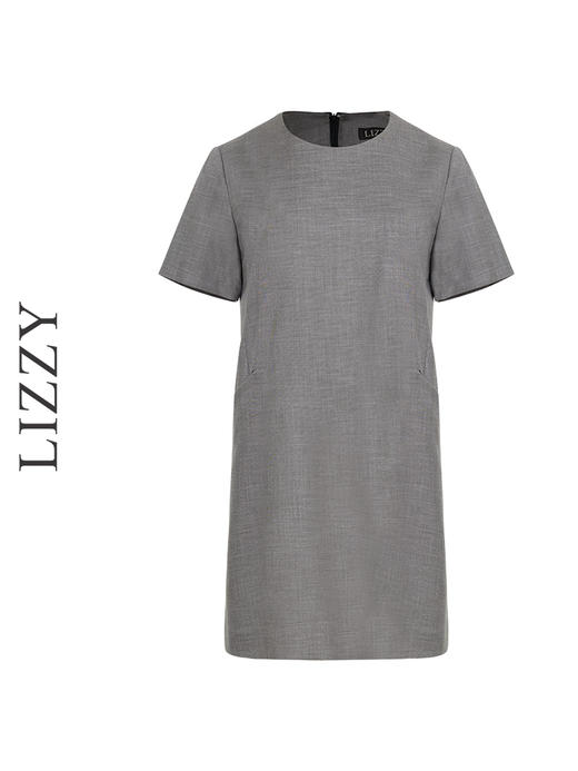 LIZZY简约气质通勤廓版型圆领短袖知性雅致短款连衣裙8046 商品图6