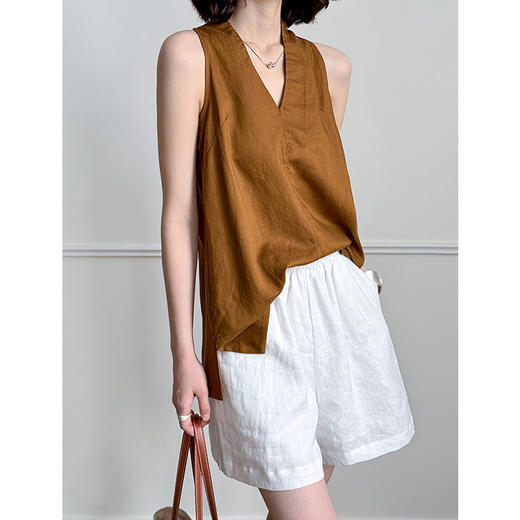 雀说新款高级感极简风V领挂脖背心上衣高级感显瘦AL28754 商品图1