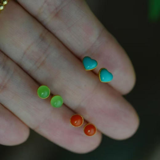 龢盒原创 日常款18k金镶小耳钉三款 商品图0