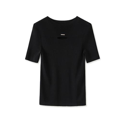 「高货wl」全新升级【铂金会员165/天猫219/差价54】(95048)洛诗琳冰感曲珠针织T恤2025夏季镂空设计显瘦短袖空调上衣 商品图4