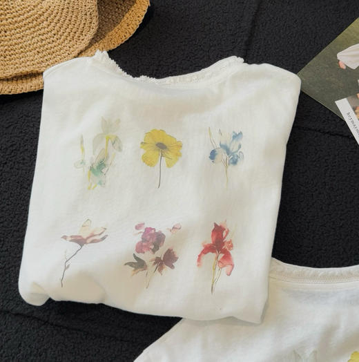 花朵白色防晒衫T恤05191 商品图10