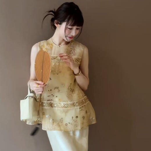 【预售7天】良木礼真丝欧根纱马甲（141080） 商品图0