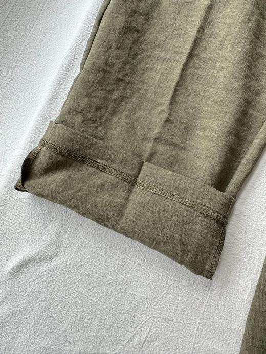 贝壳三 亚麻混纺松紧腰抽绳休闲裤高腰宽松透气直筒阔腿裤C052727 商品图12