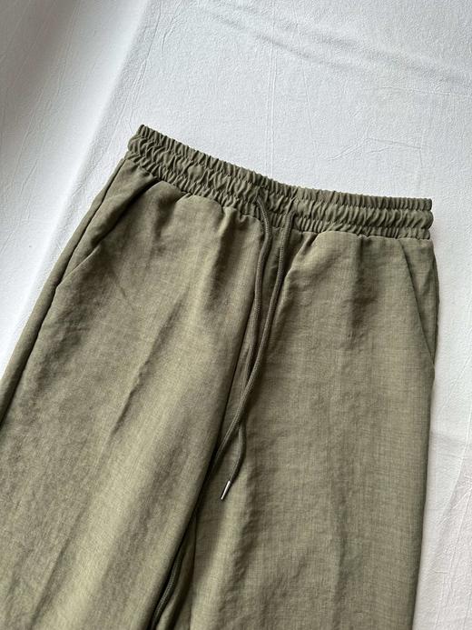 贝壳三 亚麻混纺松紧腰抽绳休闲裤高腰宽松透气直筒阔腿裤C052727 商品图9