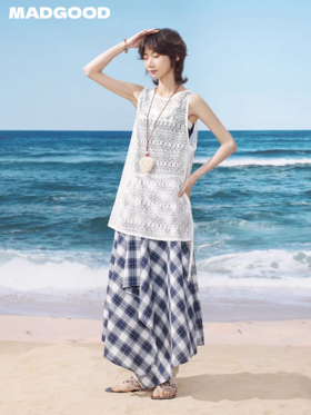 马得工地/MDGDQZ252400/蕾丝绑带背心裙