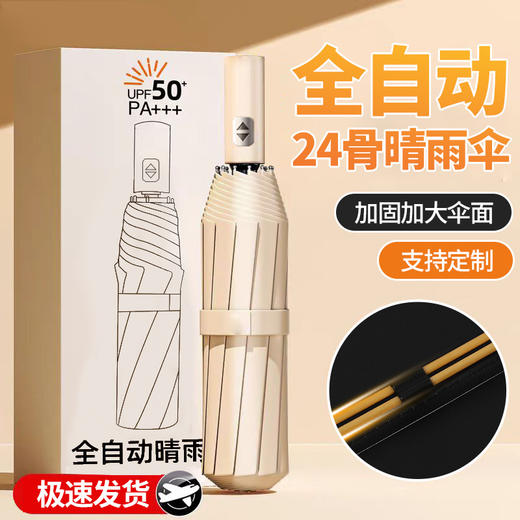 「24骨全自动！晴雨两用」全自动伞男女折叠伞加固防晒居家日用加大号雨伞 商品图0