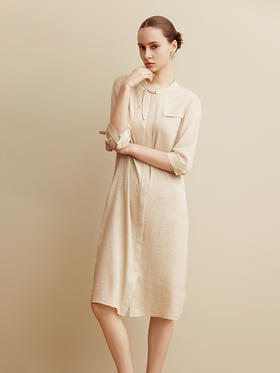 【桑蚕丝立体印花连衣裙】25年夏季新品女士真丝中长款复古盘扣裙子