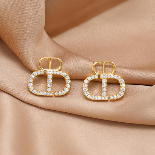 雀说网红小众设计感微镶锆石CD耳环女轻奢气质时尚洋气耳饰AL0645 商品图3