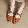 【预售5天】夏季新款时尚粗跟镂空女鞋法式优雅方头中跟一字带编织鞋女HCYYHD&6161 商品缩略图3