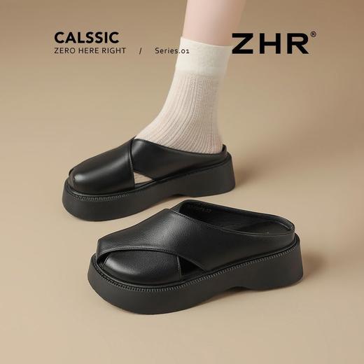 ZHR则则法式厚底包头拖鞋女2025夏季懒人一脚蹬凉鞋外穿沙滩拖鞋 商品图7