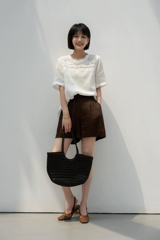 ✨【cosAcosB蕾丝亚麻半袖衬衫】老钱风天hua板！55%亚麻 45%棉，手感舒适柔软，坚韧耐用，天然抑菌，防紫外线 商品图3