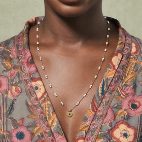 订购8周到｜Tityaravy-MalaSai-花朵 珍珠 透辉石 珐琅 项链［法国设计师］