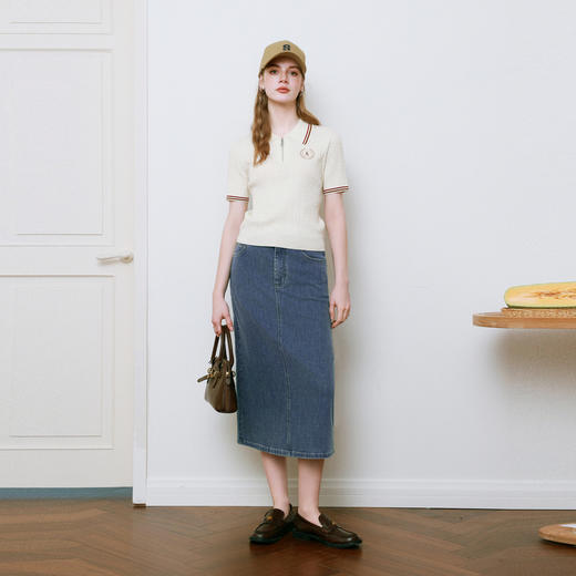 【商场同款】诗凡黎醋酸牛仔半身裙25夏新款高腰包臀裙3G4240571 商品图1