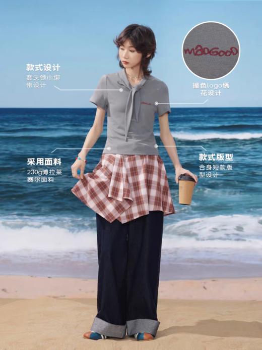 马得工地/MDGDDX252347/领口绑带领巾短袖T恤 商品图1