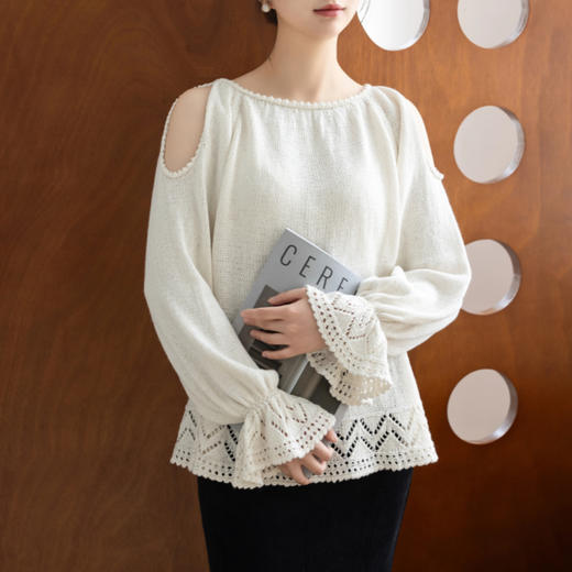 苏苏姐家知意度假风棉麻肩洞套衫手工diy棒针钩针毛线团材料包 商品图2