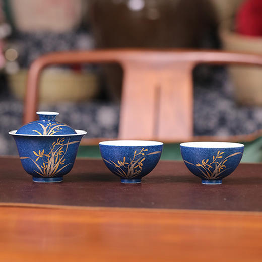 初蓝舍洒蓝描金银套组 商品图0