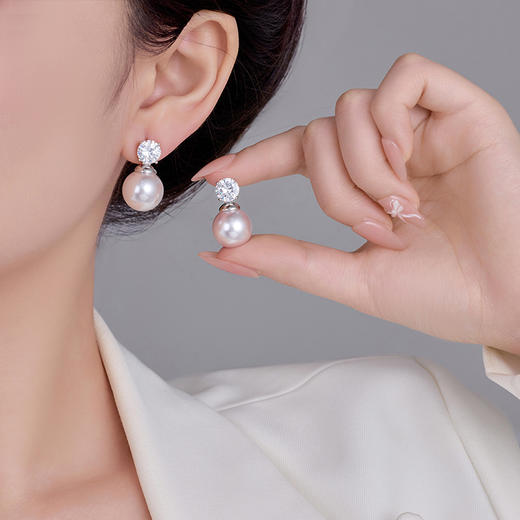 雀说银针气质复古港风简约珍珠耳钉ins轻奢锆石甜美小众时尚耳环法式AL0922 商品图1