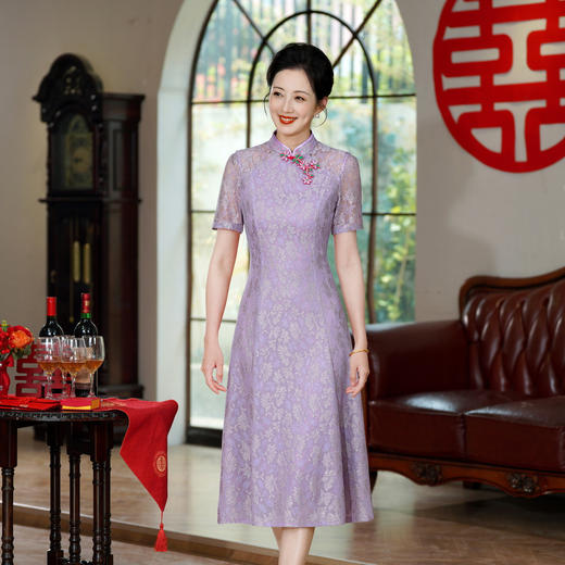 HYX-25-268夏季新款高级感旗袍连衣裙婚礼国潮婚宴装结婚气质短袖 商品图1