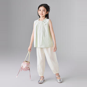 笛莎Deesha 童装女童套装女童夏季清爽国风棉布套装