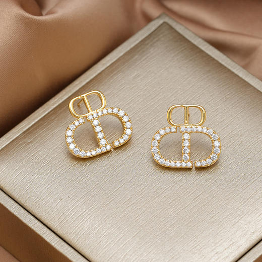 雀说网红小众设计感微镶锆石CD耳环女轻奢气质时尚洋气耳饰AL0645 商品图5