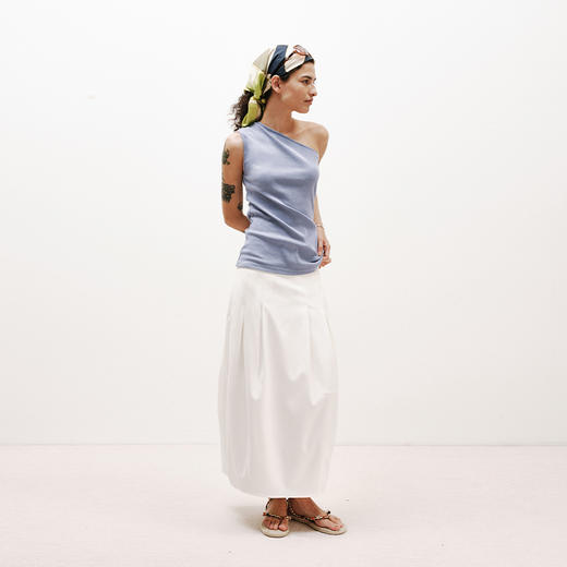 NUTH白色空气感花苞裙茧型显瘦中长款半身裙女 商品图2