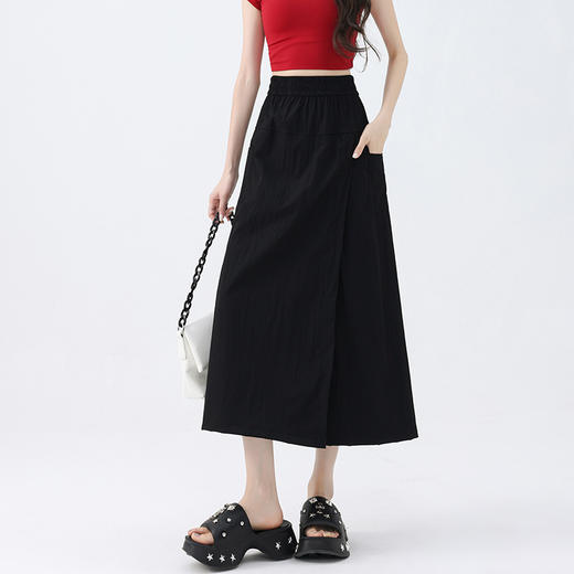 雀说山本开叉工装裙裤女新款高腰显瘦半身裙休闲冰丝大码阔腿裤AL641 商品图7