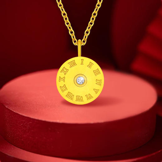 【赠绿玉髓平安扣项链】金六福吉祥 福来运转双面套链*1 (吊坠宽12.1mm，吊坠厚4.08mm) 赠绿玉髓平安扣项链*1 质感细腻 商品图3