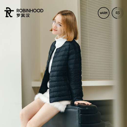 罗宾汉-男女同款轻薄V领羽绒服 商品图6