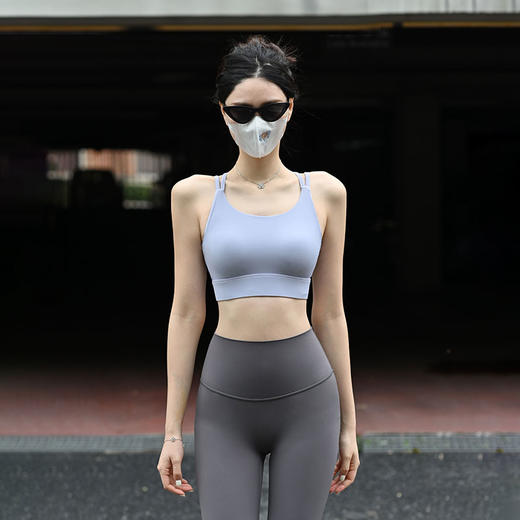 Beemen固定杯瑜伽背心 中高强度运动内衣交叉美背一体式瑜伽文胸 商品图1