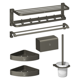WGJ08Q/挂件套装/浴巾架+双杆+三角篮2+纸巾架+厕刷架/喷涂枪灰