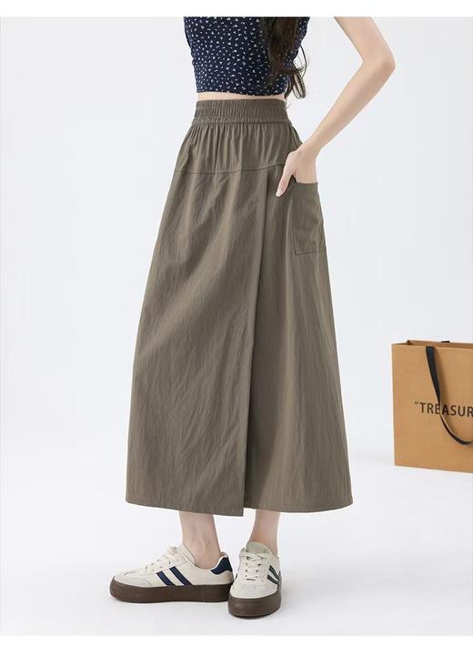 雀说山本开叉工装裙裤女新款高腰显瘦半身裙休闲冰丝大码阔腿裤AL641 商品图5